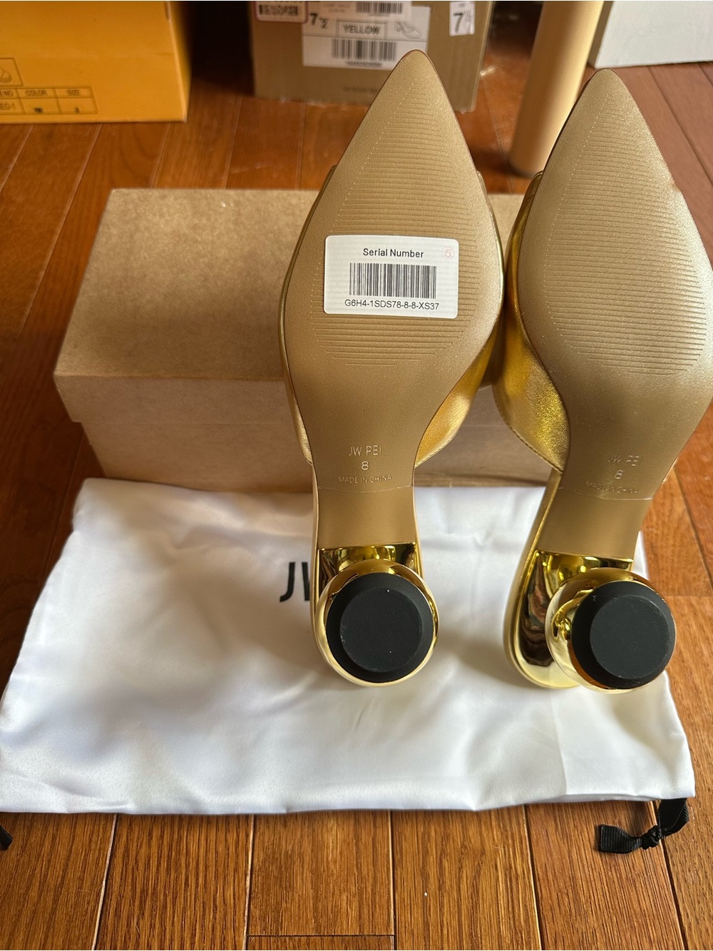 JW PEI Metallic Gold Sculpted Heel Mules - Picture 8 of 8